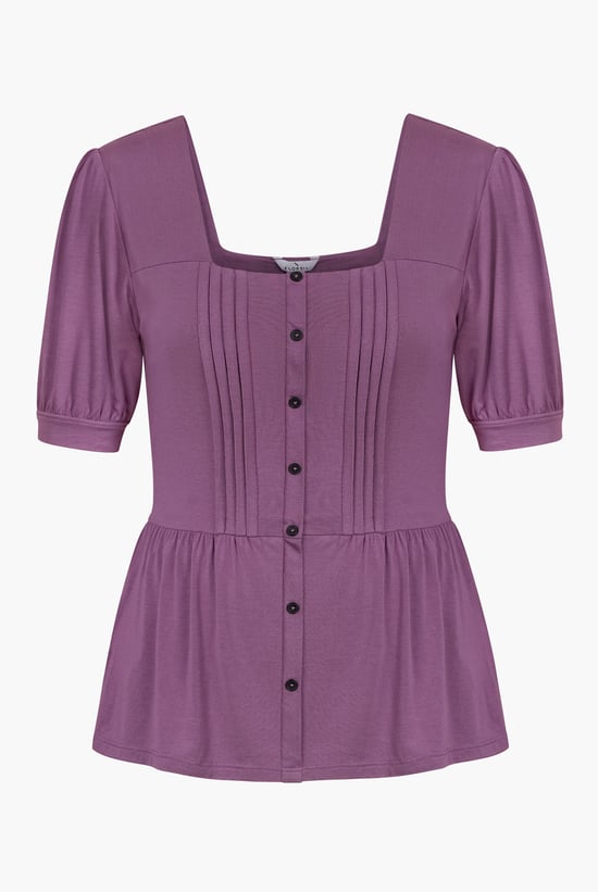 Puff Sleeves Square Neck Jersey Tops