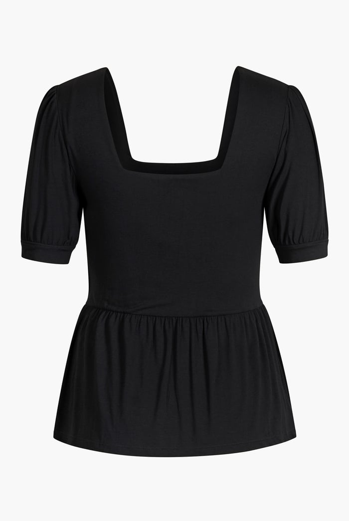 Puff Sleeves Square Neck Jersey Tops