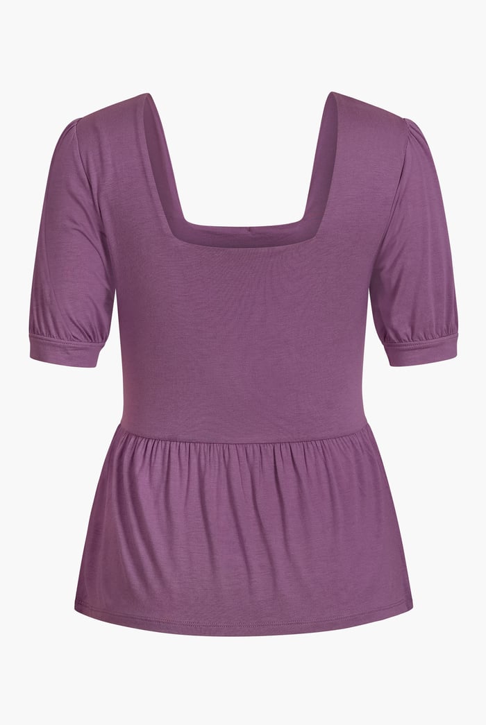 Puff Sleeves Square Neck Jersey Tops