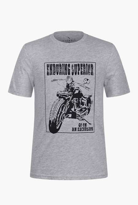 Men's Navy Biker Graphic Printed T-Shirt