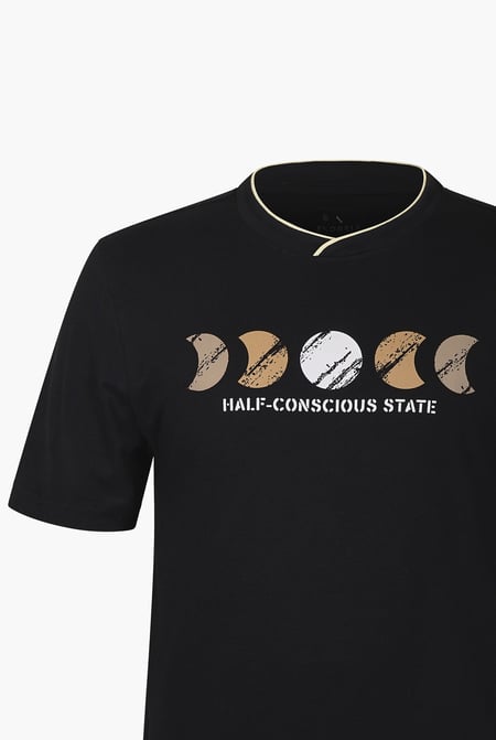 Men's Black Graphic Printed T-Shirt