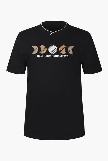 Men's Black Graphic Printed T-Shirt