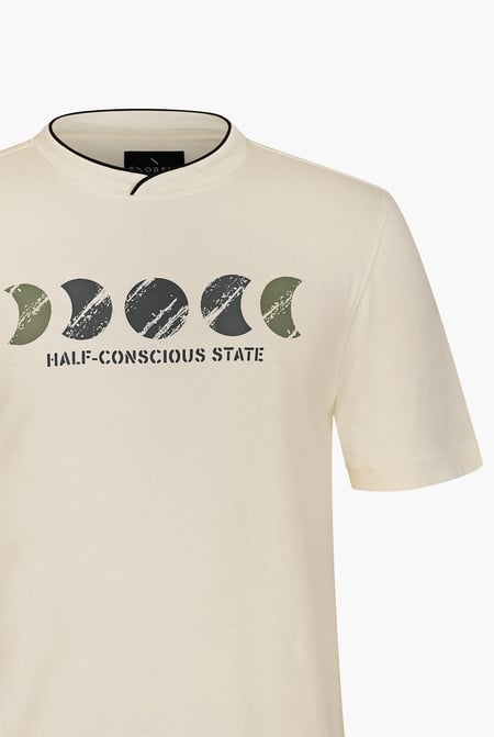 Men's Cream Graphic Printed T-Shirt