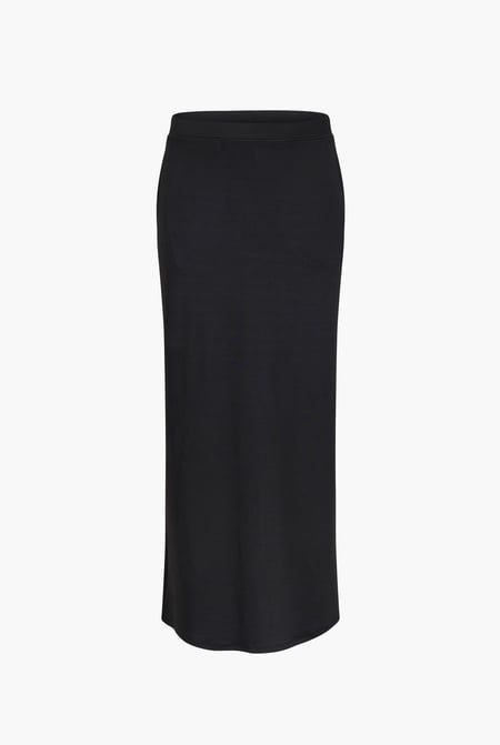 Brown Detailed Stitched Jersey Comfort Fit Skirt