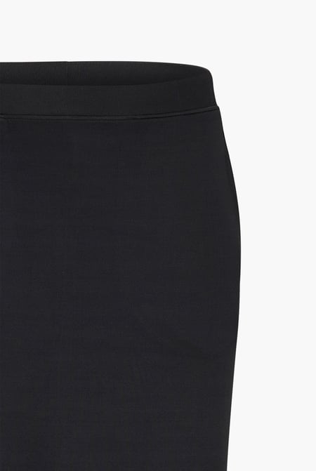 Black Detailed Stitched Jersey Comfort Fit Skirt