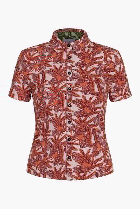 Green Leaf Printed Semi Crop Shirts