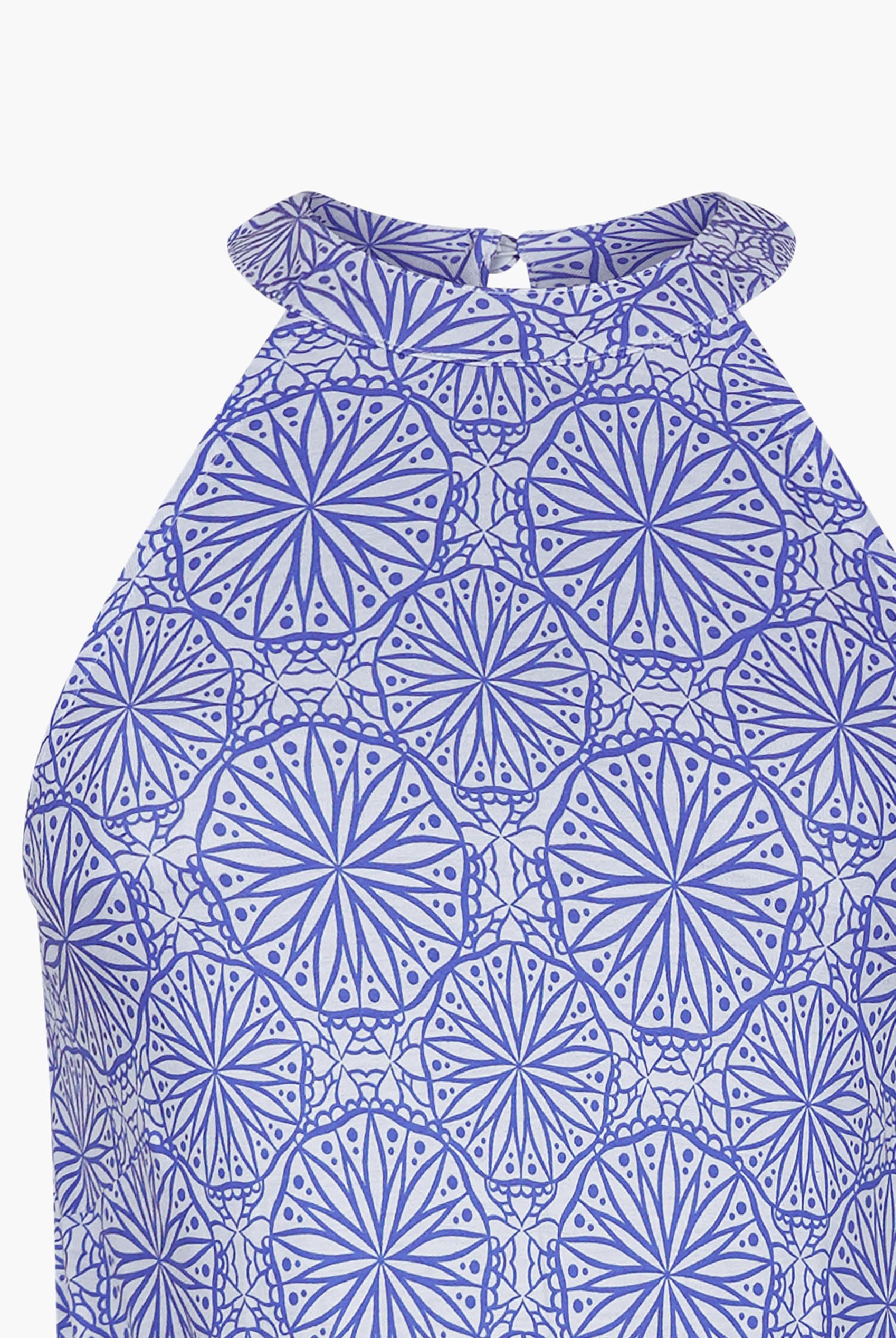 Tiles Print Halter Neck Midi Jersey Dress