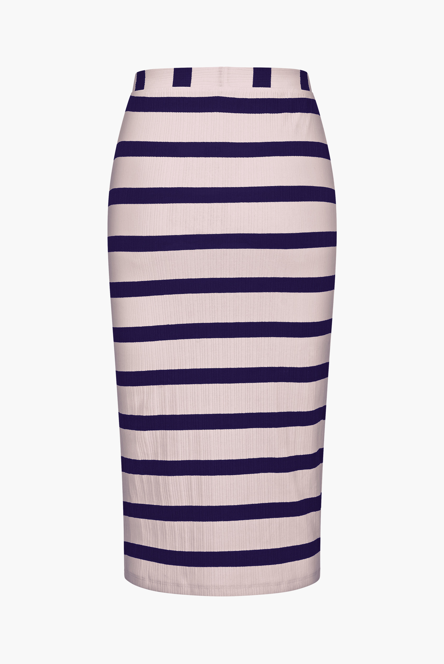 Side Slit Striped Ribbed Jersey Skirt
