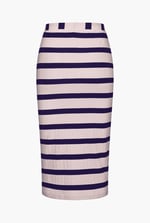 Side Slit Striped Ribbed Jersey Skirt
