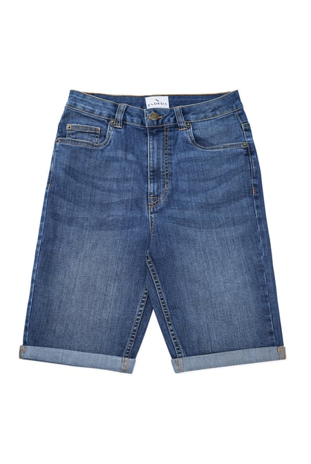 Mid Blue Essential Knee Length Shorts