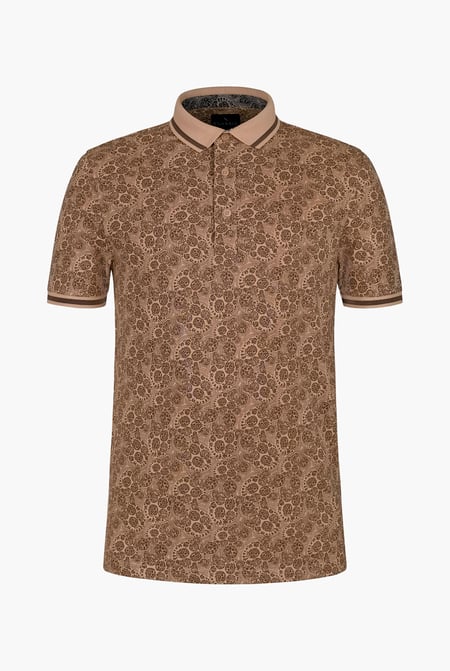 Brown Turtle Shell Inspired Short Sleeves Polo Shirt