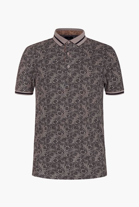 Brown Turtle Shell Inspired Short Sleeves Polo Shirt