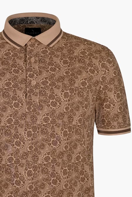 Brown Turtle Shell Inspired Short Sleeves Polo Shirt