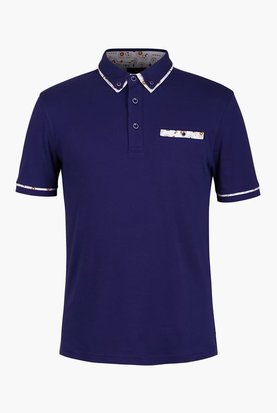 Contrast Double layer collar  Short Sleeves Polo Shirt