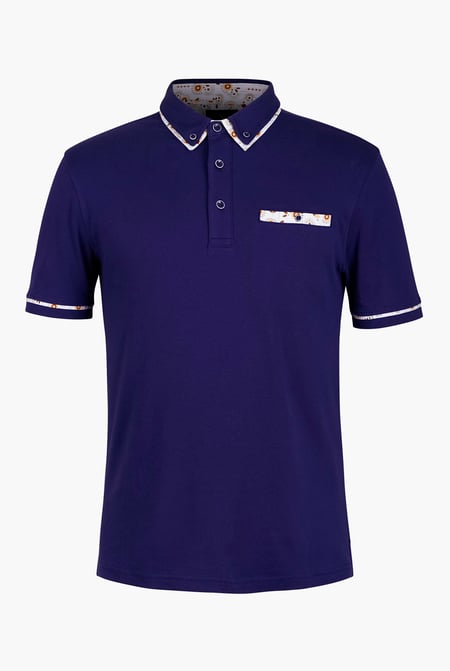 Beige Contrast Double layer collar  Short Sleeves Polo Shirt