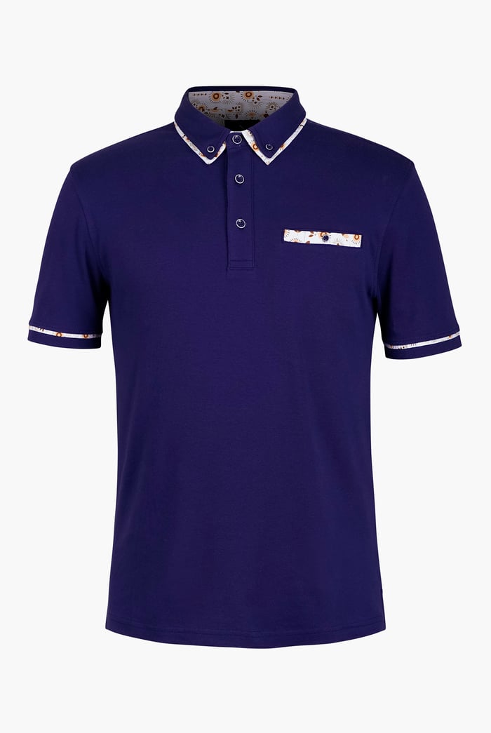 Contrast Double layer collar  Short Sleeves Polo Shirt