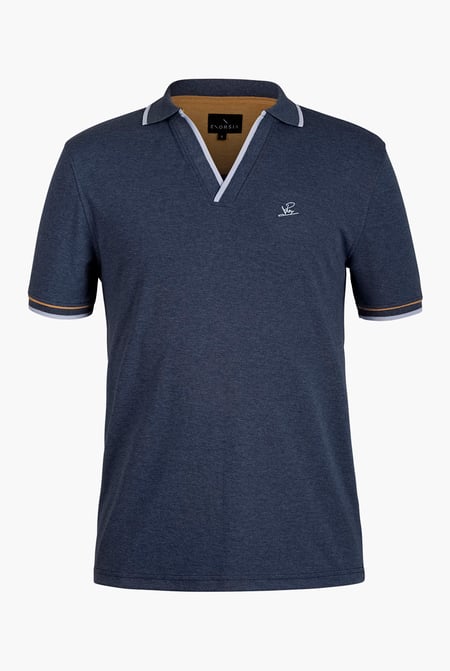 Beige V-Neck Classic Polo Shirt