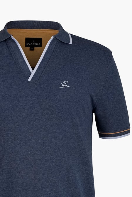 Navy V-Neck Classic Polo Shirt