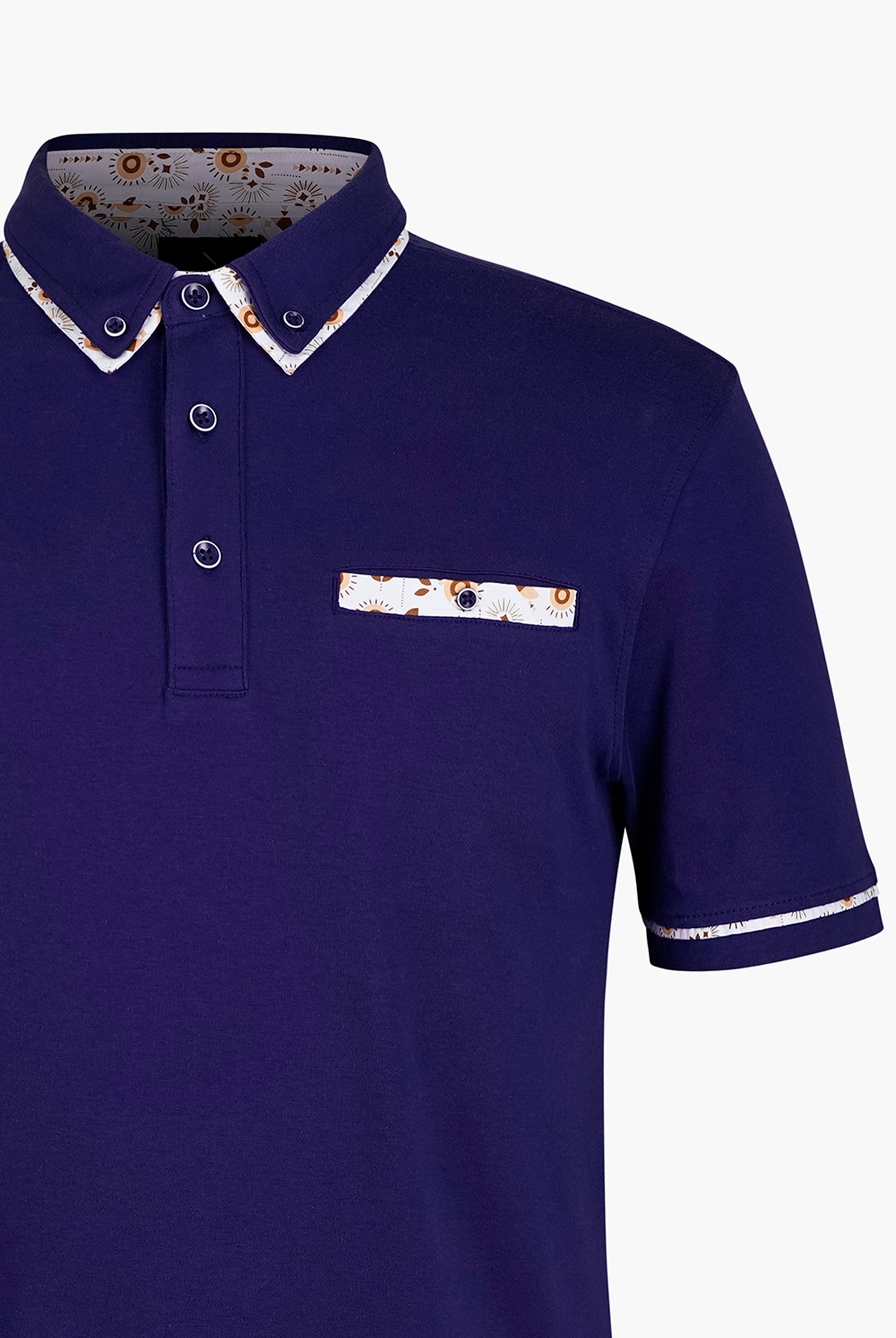 Contrast Double layer collar  Short Sleeves Polo Shirt