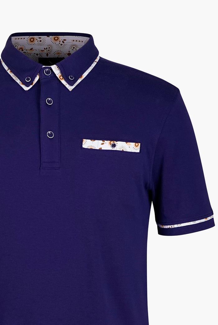 Contrast Double layer collar  Short Sleeves Polo Shirt