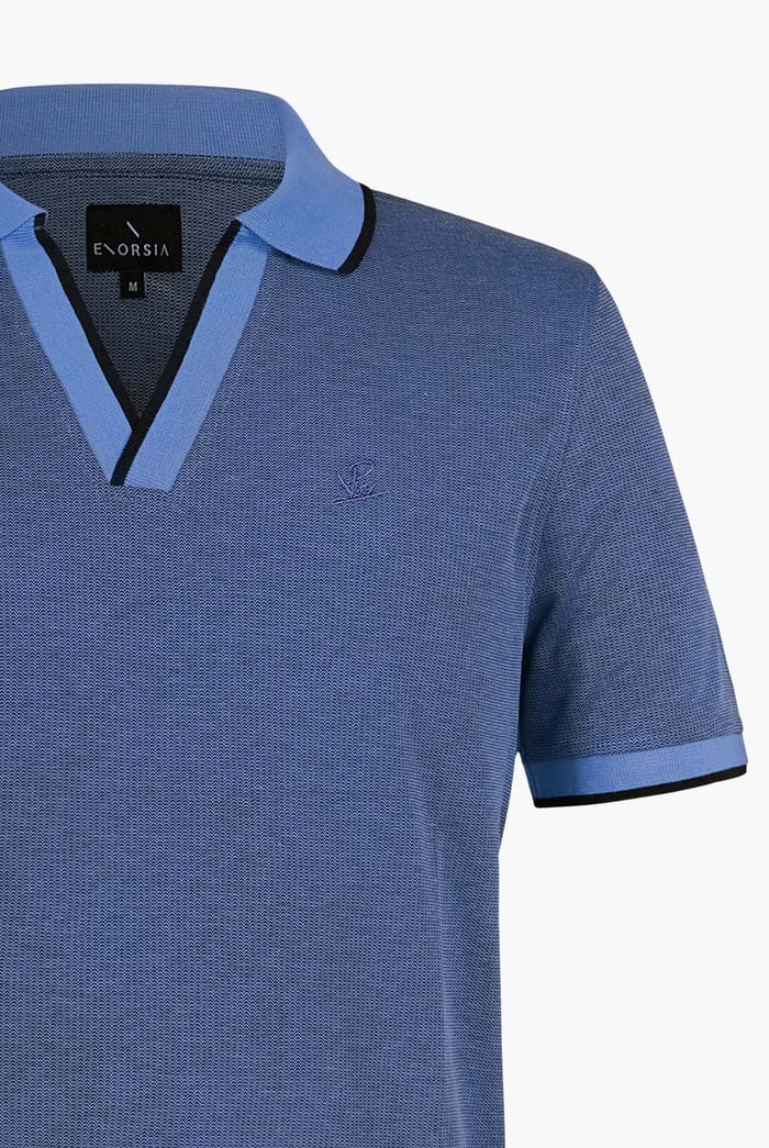 Regular Fit Ribbed V-Neck Polo Shirt