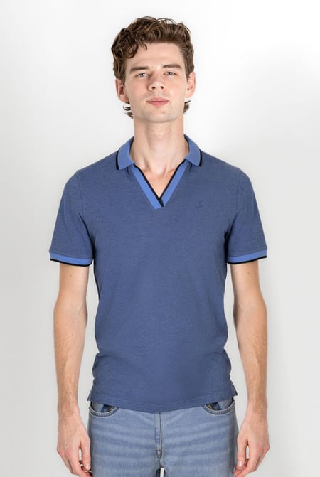 Red Regular Fit Ribbed V-Neck Polo Shirt