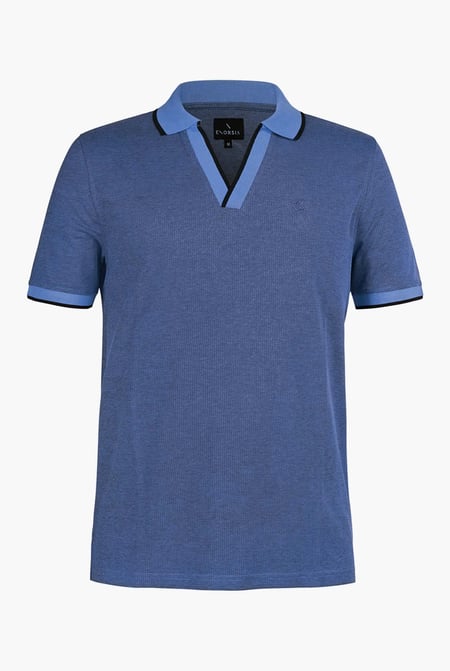 Sky Regular Fit Ribbed V-Neck Polo Shirt