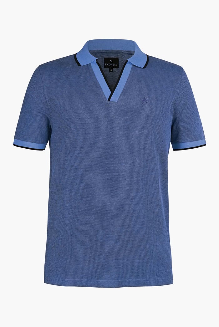 Regular Fit Ribbed V-Neck Polo Shirt