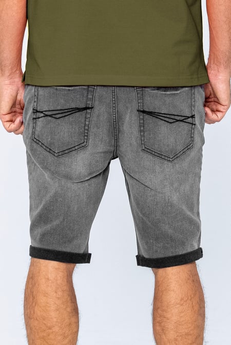 Grey Skinny Stretch Denim Shorts