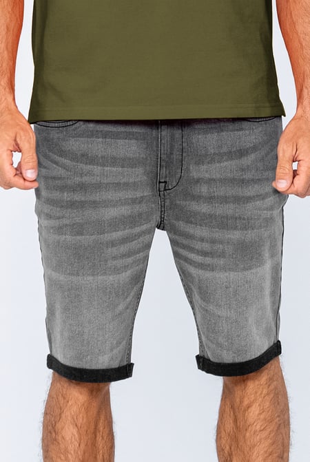 Grey Skinny Stretch Denim Shorts