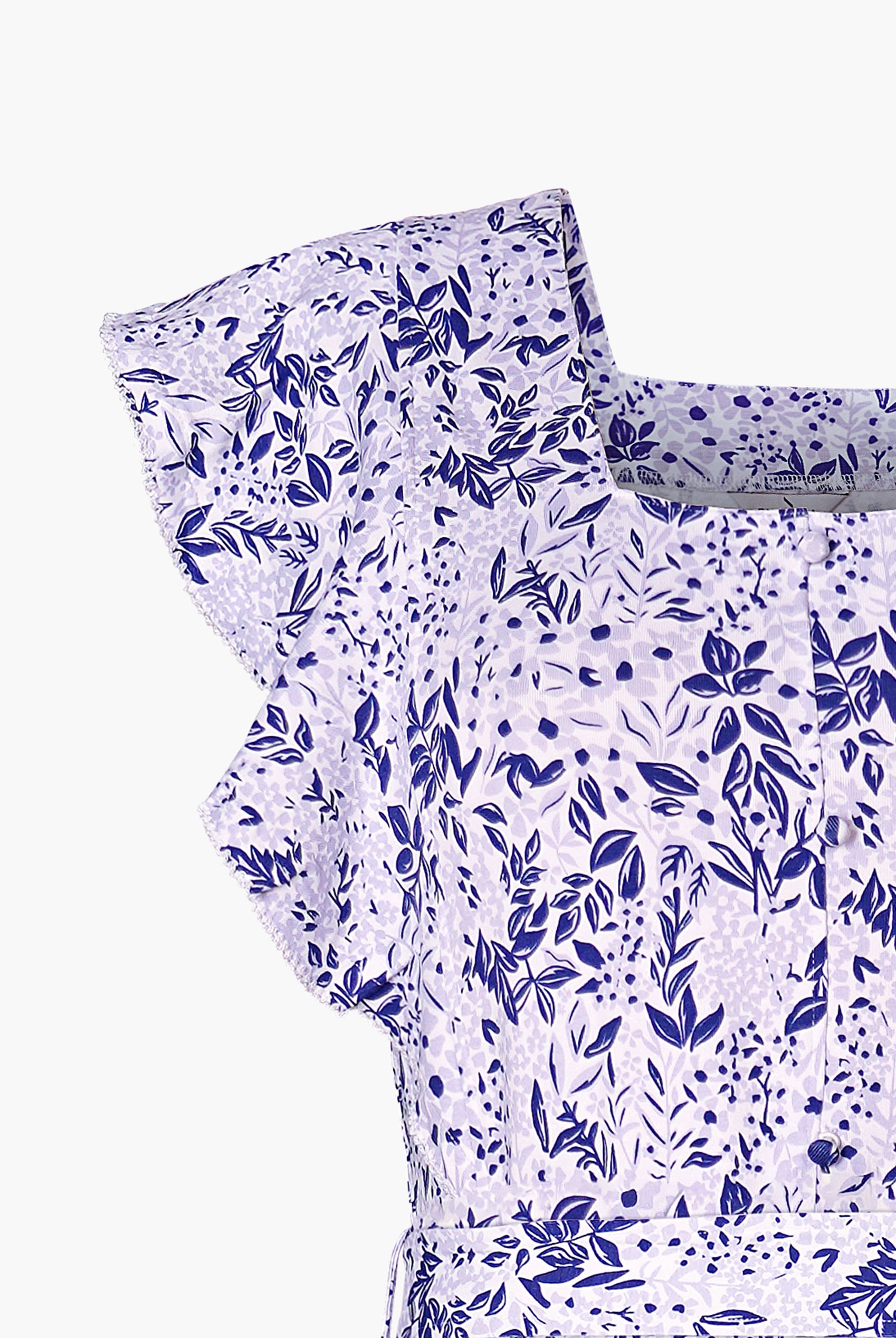 Square Neck Tie Waist Jersey Dress With Frill Sleeve Detail