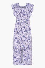 Square Neck Tie Waist Jersey Dress With Frill Sleeve Detail