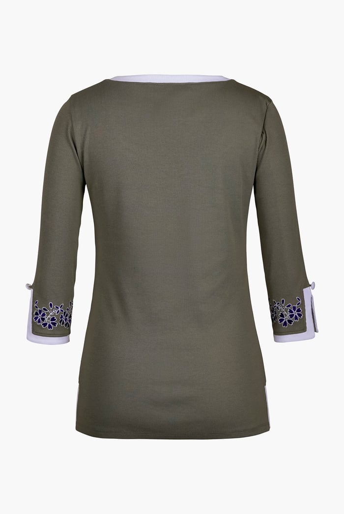 Sweetheart Neck  Embroidered Long Sleeves Tops