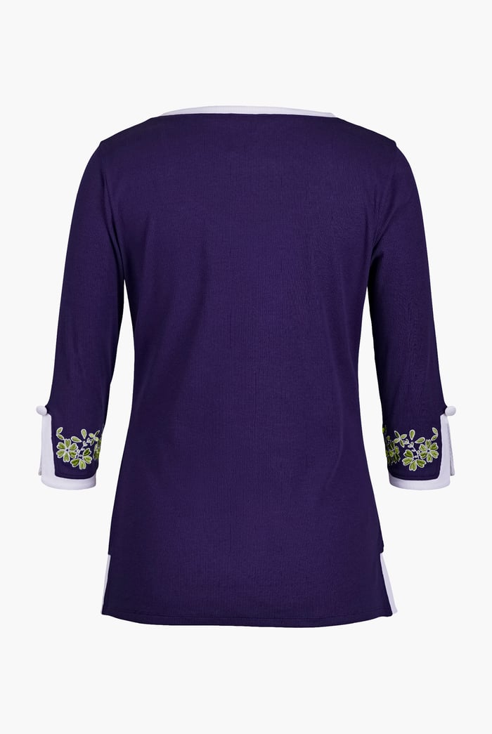 Sweetheart Neck  Embroidered Long Sleeves Tops
