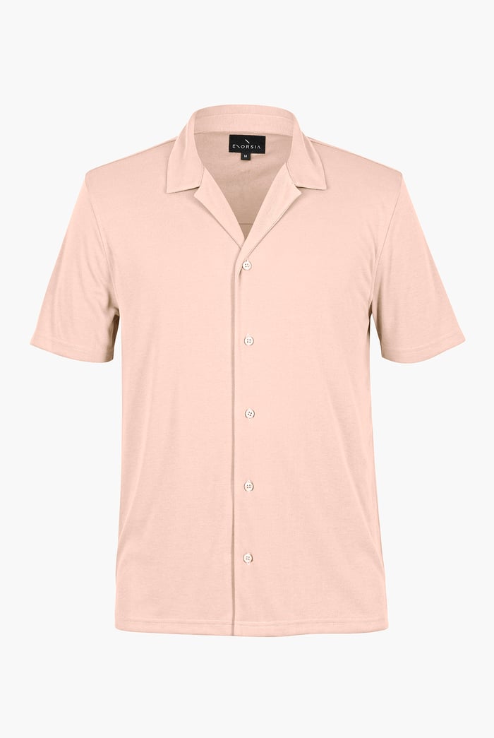 Mens Revere Collar Short Sleeve Jersey Shirt