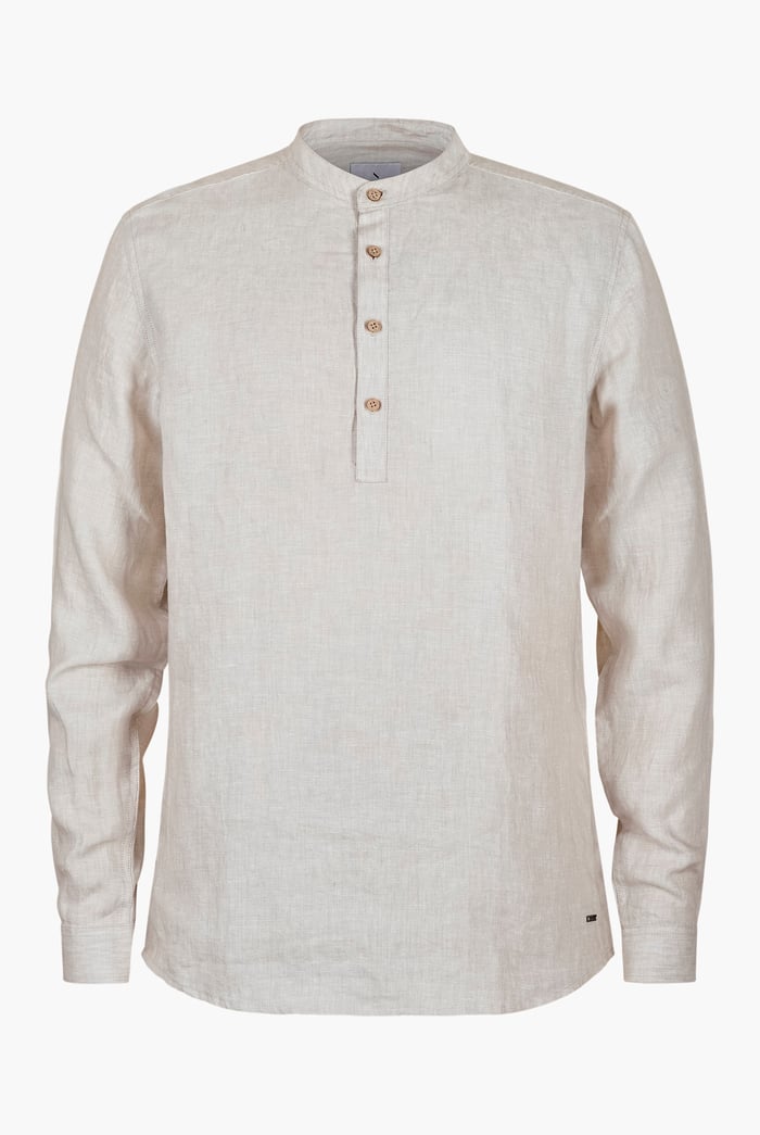 Band Collar Linen Shirt