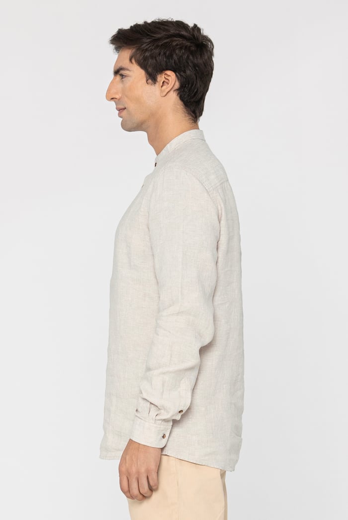 Band Collar Linen Shirt