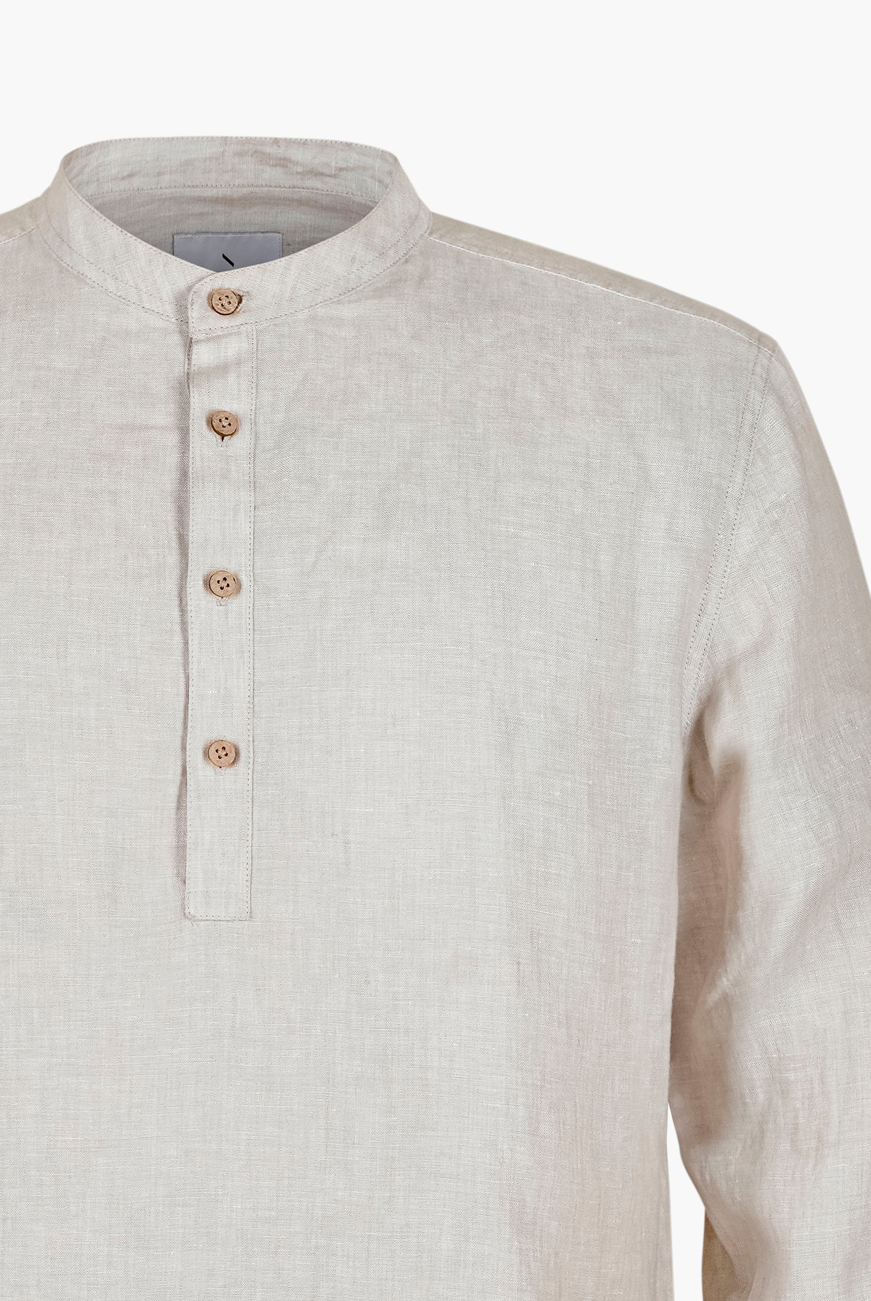 Band Collar Linen Shirt