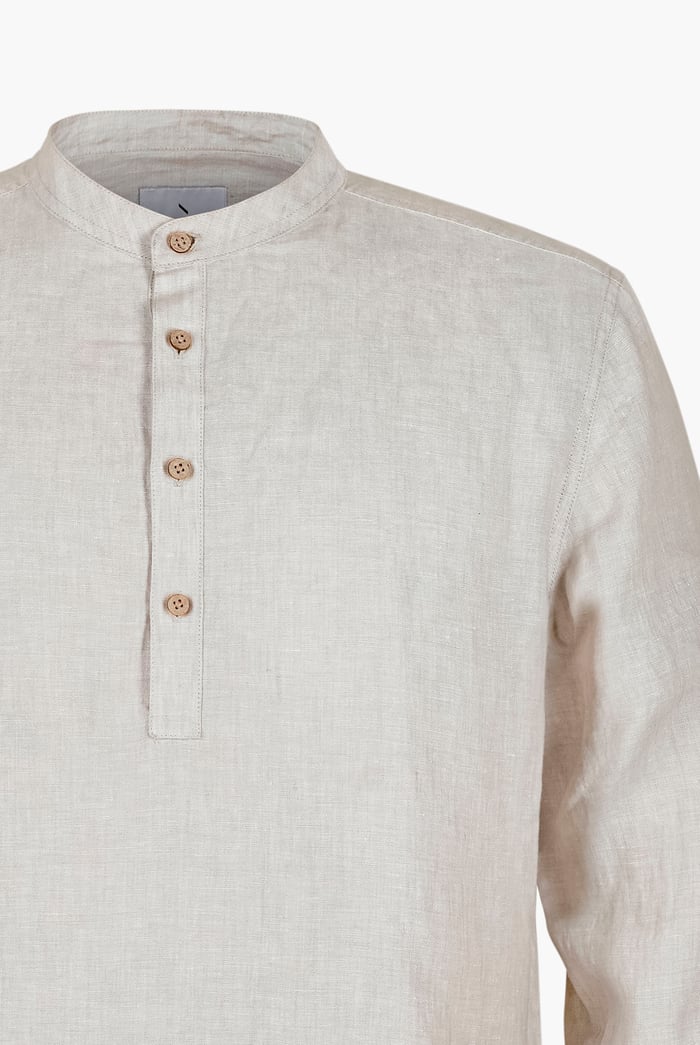 Band Collar Linen Shirt