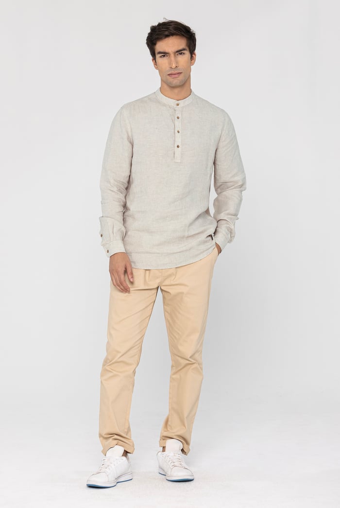Band Collar Linen Shirt