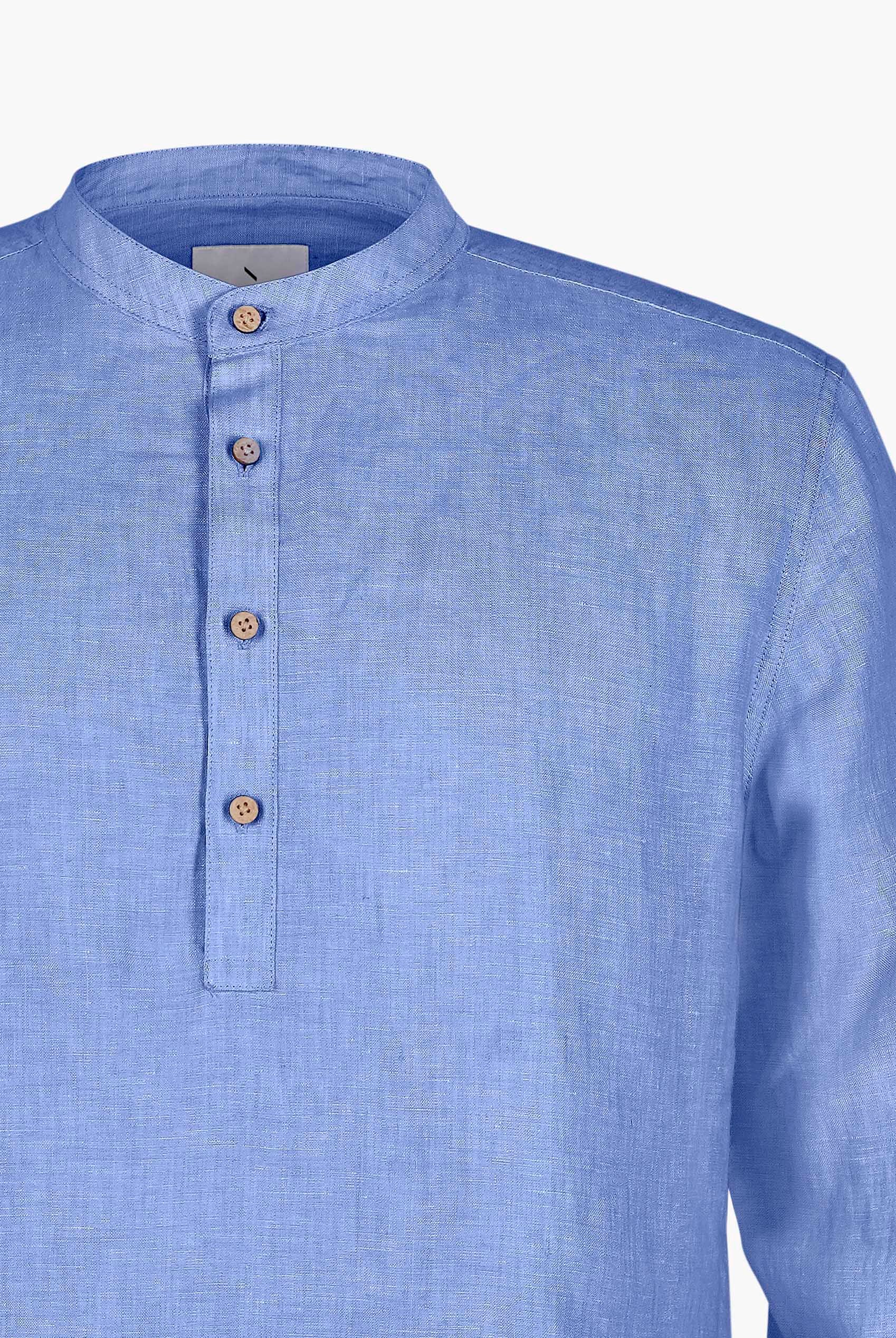 Band Collar Linen Shirt