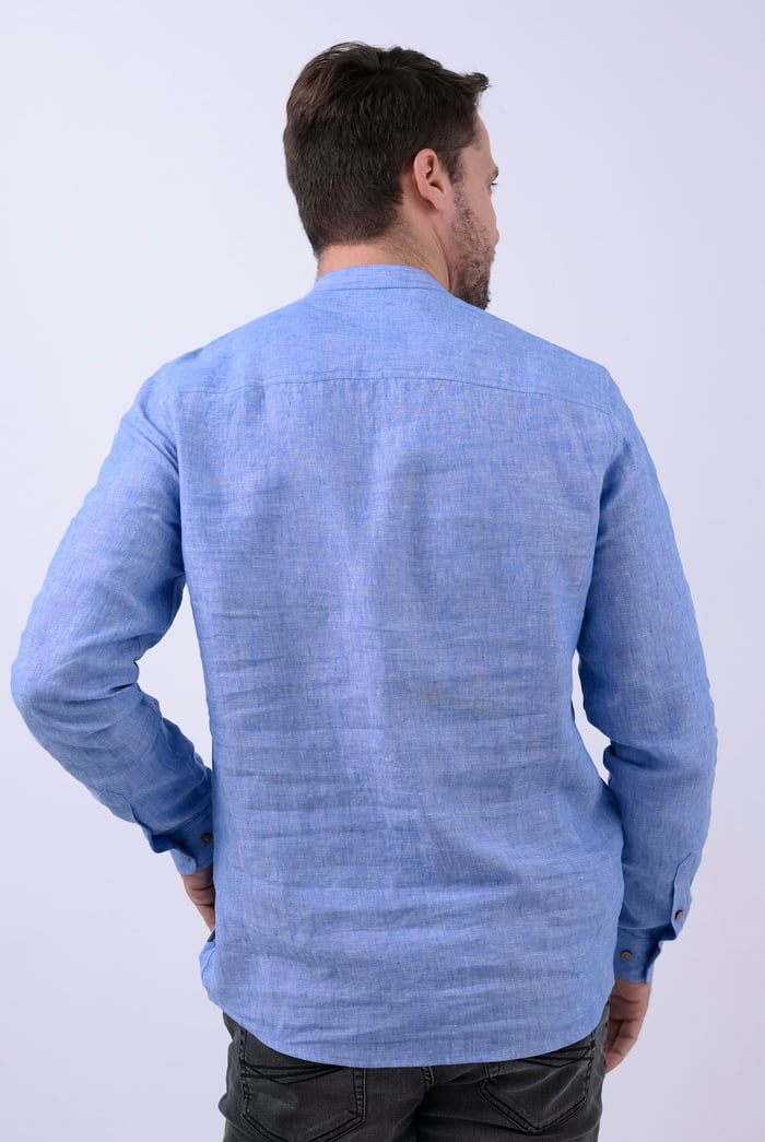 Band Collar Linen Shirt