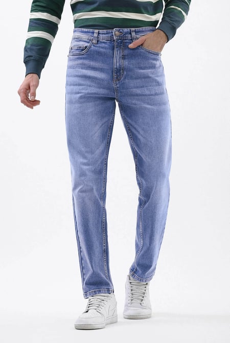 Mid Blue Comfort Stretch Straight Fit Jeans