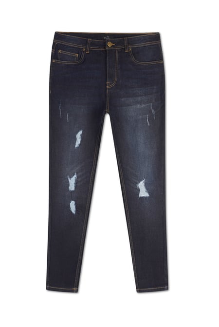 Mens Black Skinny Fit Distressed Denim Jeans