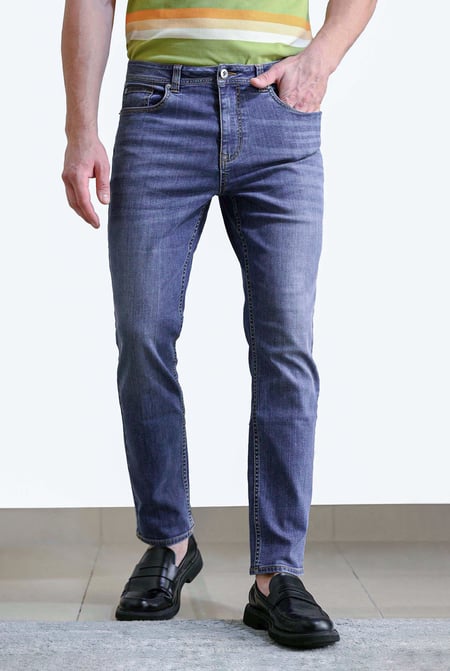 Mens Light Blue Essential Super Stretch Regular Fit Jeans