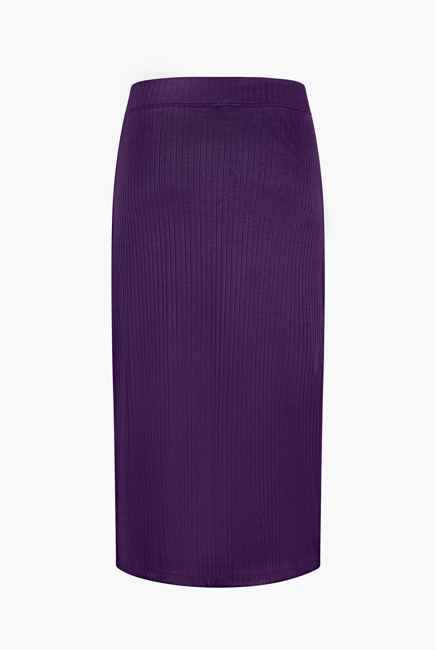 Button Front Ribbed Midi Skirt