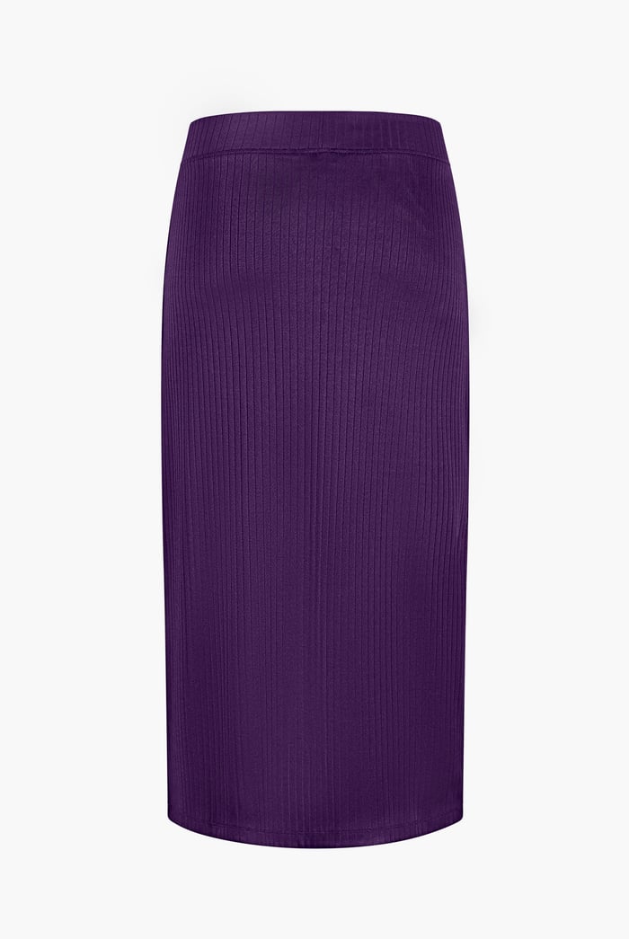 Button Front Ribbed Midi Skirt