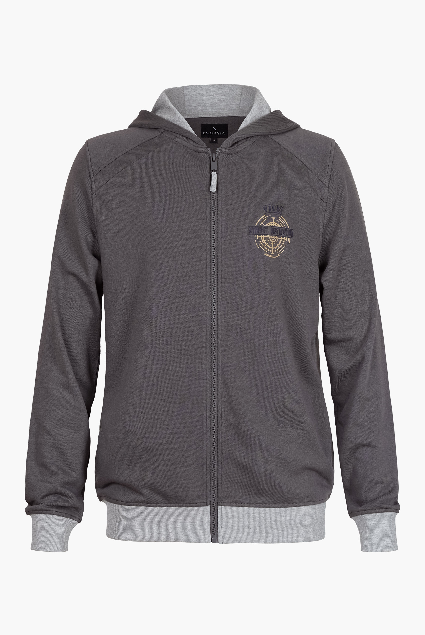 Mens Wave Full Zip  Contrast Hoodie