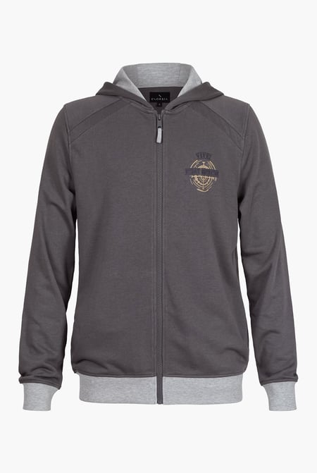 Mens Grey Wave Full Zip  Contrast Hoodie