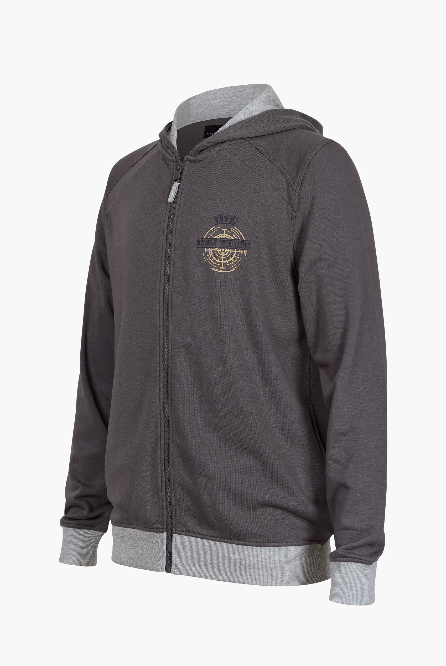 Mens Wave Full Zip  Contrast Hoodie